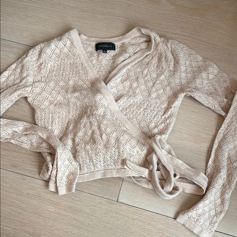 Majorelle Beige Wrap Sweater, S